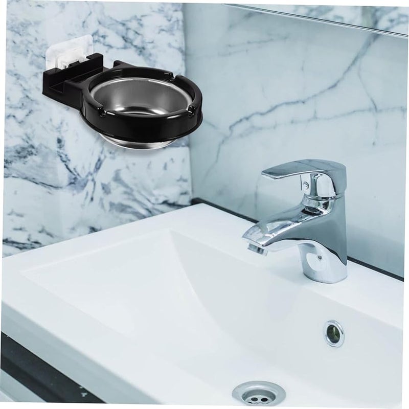 منفضة سجائر سوداء مثبتة على الحائط للاستخدام في الحمامات الخارجية والمنزل للتدخين والسيجار مقاس 13x10x3.5 سم - Image 4